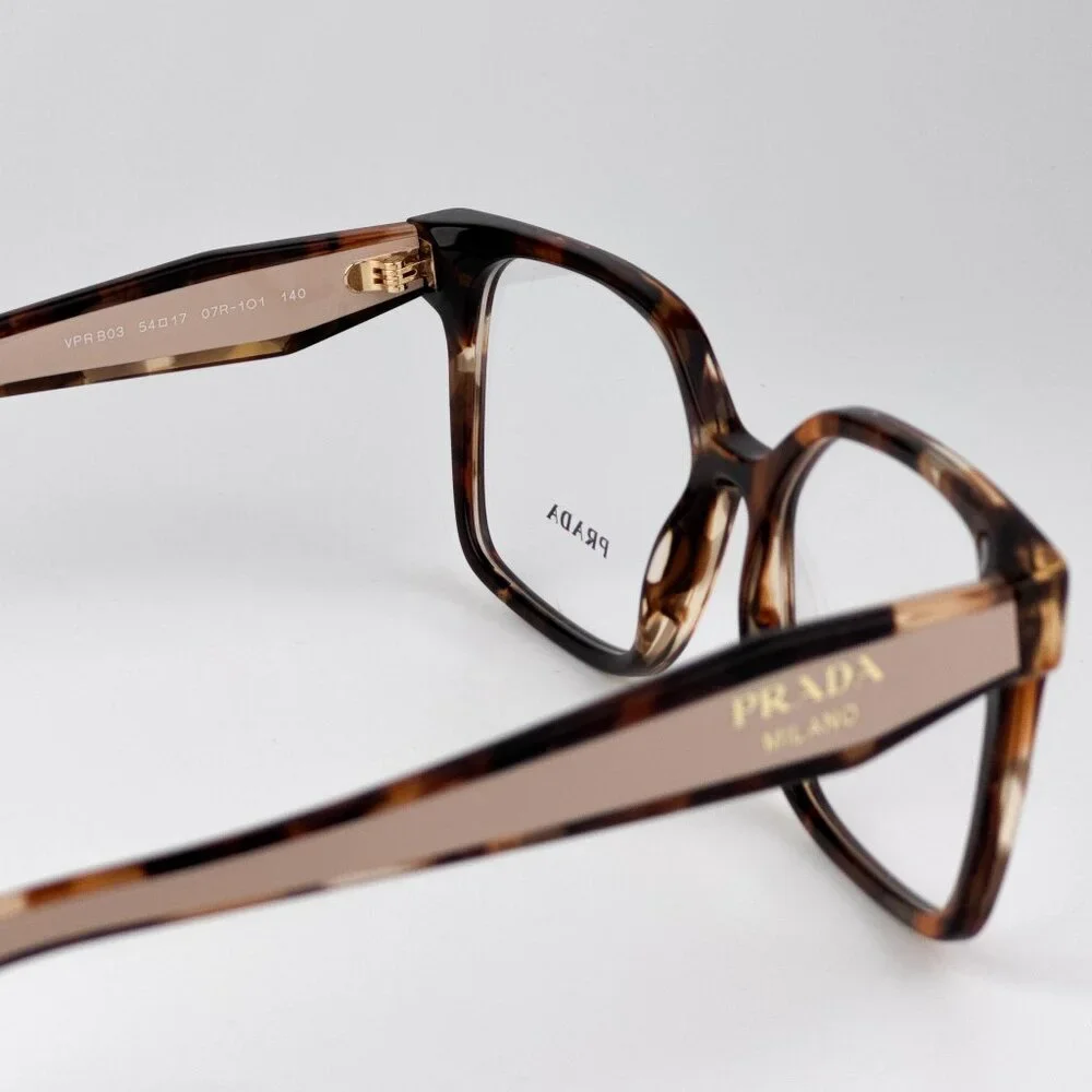 Prada Eyeglasses – Havana Caramel Square Frame | Model PRB03V 07R1O1